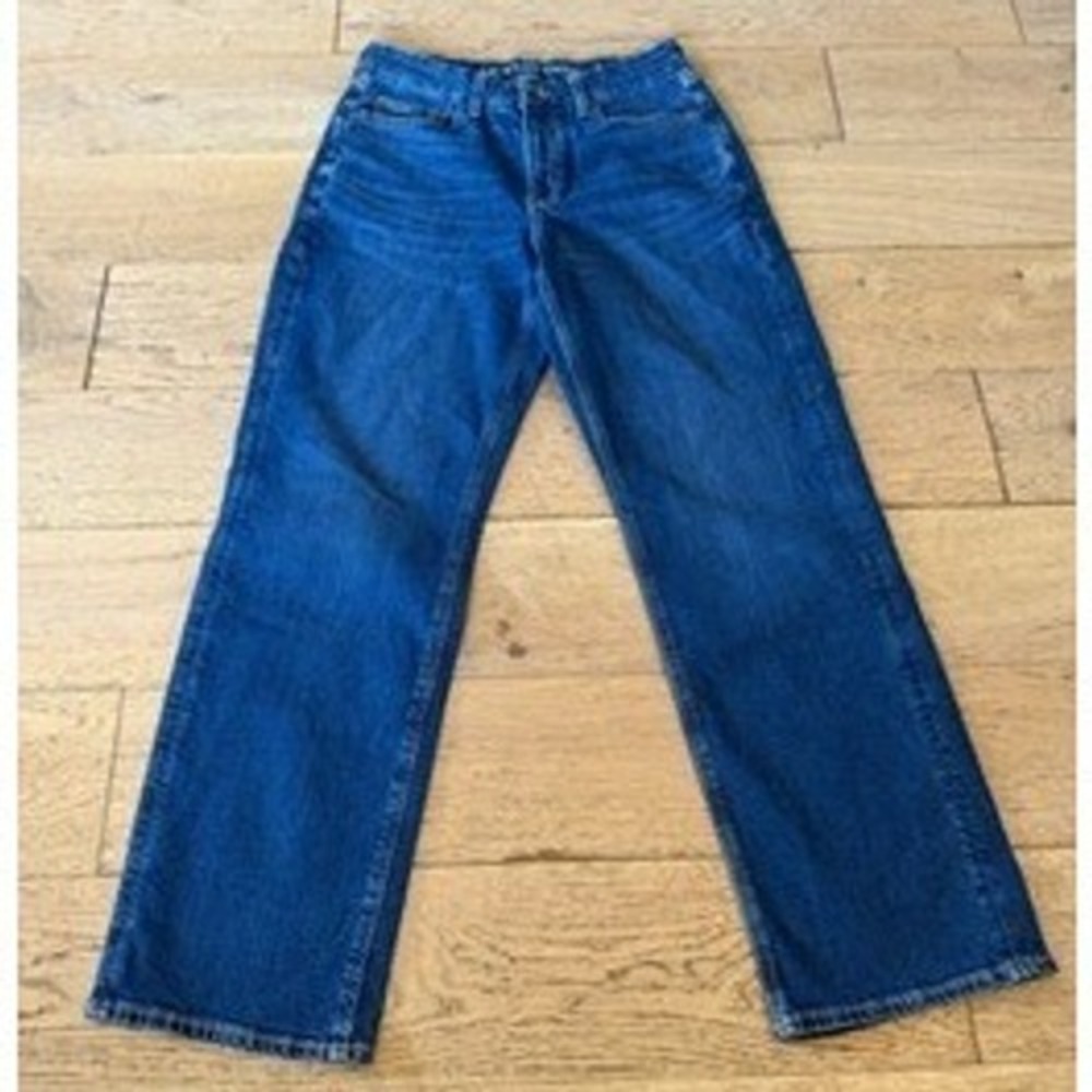 American Eagle Straight Leg Jeans 8 Blue Excellent High Rise Stretch (1683)